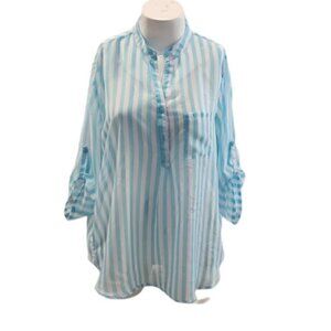 [Mix & Co] Sheer Striped Blouse - Size 3X